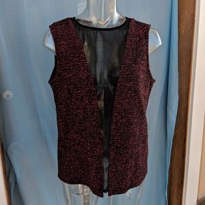 Tweed Red & Black Sleeveless Blouse